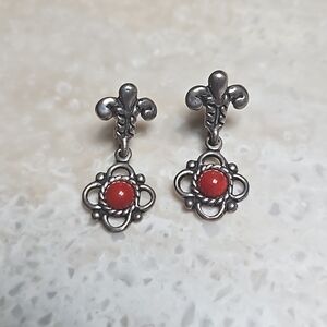 😍925 Silver Red Coral Earrings😍NWOT